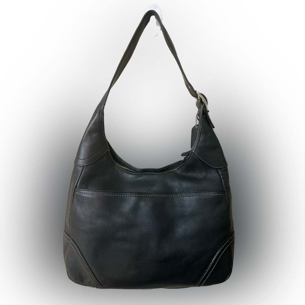 Coach #F10280 Elegant Black Leather Hobo Bag - Picture 2 of 10